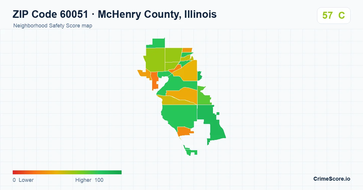 ZIP Code 60051 in McHenry County, Illinois neighborhood Safety Score map