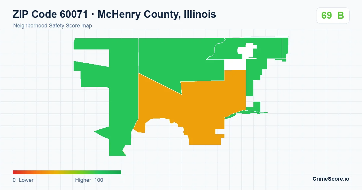 ZIP Code 60071 in McHenry County, Illinois neighborhood Safety Score map