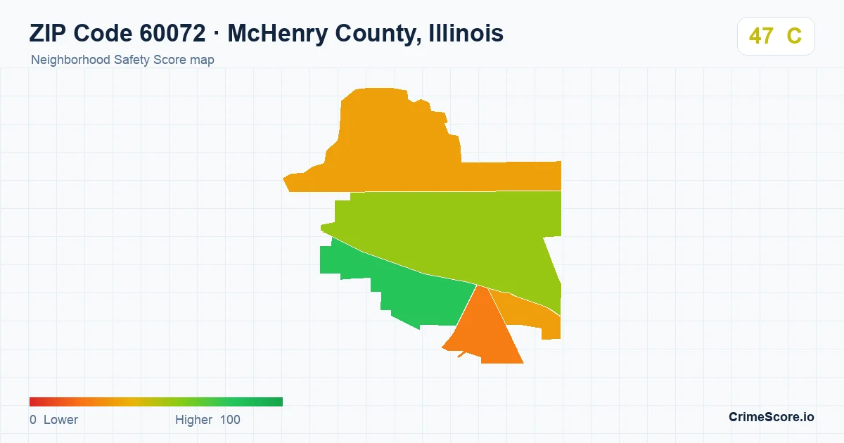 ZIP Code 60072 in McHenry County, Illinois neighborhood Safety Score map