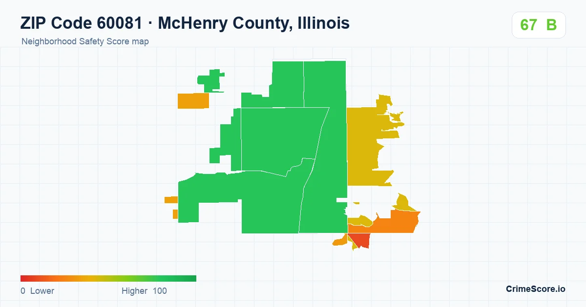 ZIP Code 60081 in McHenry County, Illinois neighborhood Safety Score map