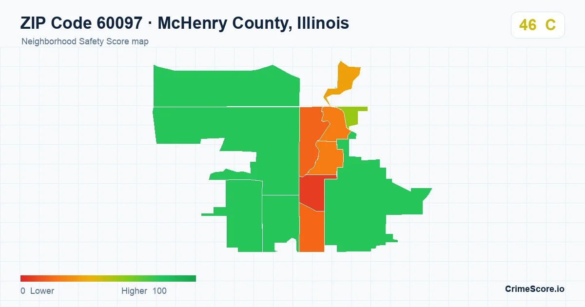 ZIP Code 60097 in McHenry County, Illinois neighborhood Safety Score map