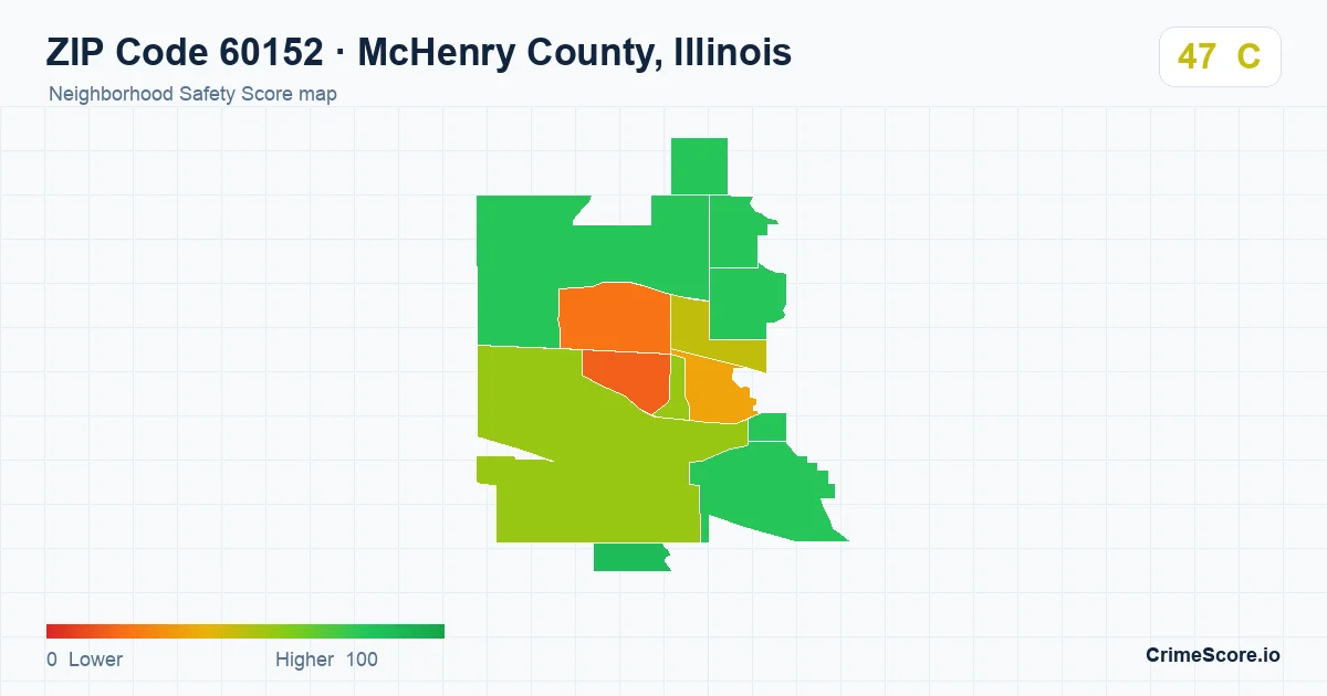 ZIP Code 60152 in McHenry County, Illinois neighborhood Safety Score map