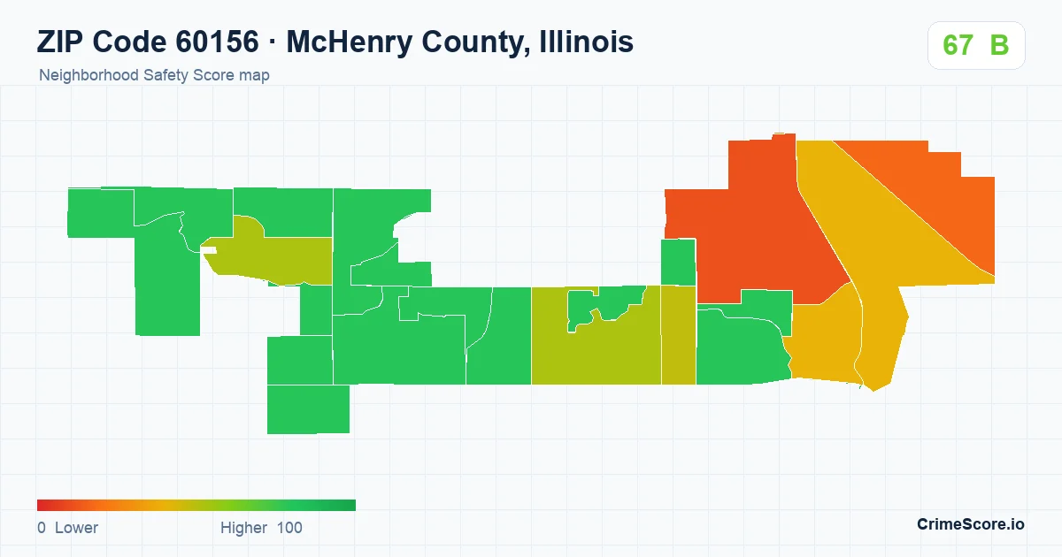 ZIP Code 60156 in McHenry County, Illinois neighborhood Safety Score map