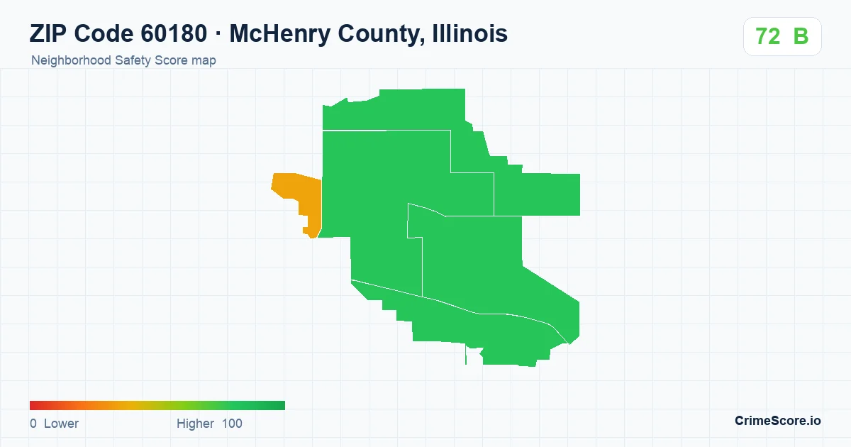ZIP Code 60180 in McHenry County, Illinois neighborhood Safety Score map