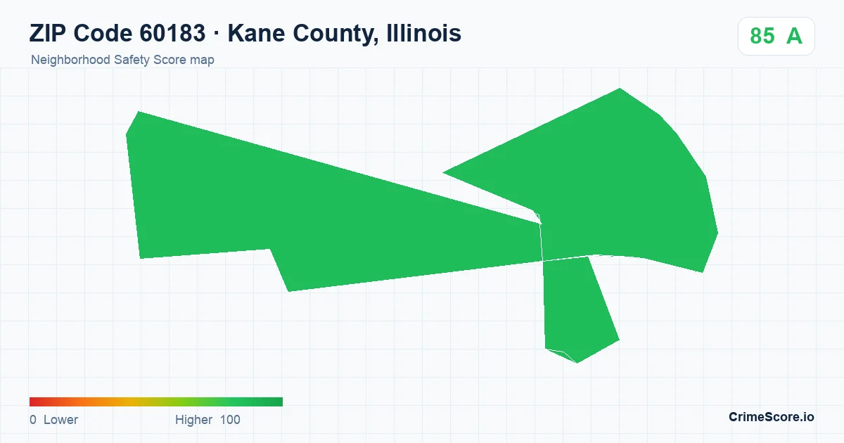 ZIP Code 60183 in Kane County, Illinois neighborhood Safety Score map