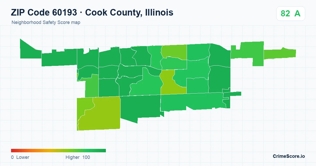 ZIP Code 60193 in Cook County, Illinois neighborhood Safety Score map