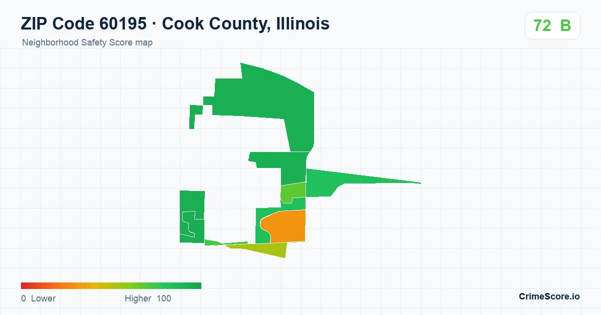 ZIP Code 60195 in Cook County, Illinois neighborhood Safety Score map