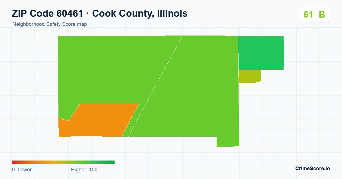 ZIP Code 60461 in Cook County, Illinois neighborhood Safety Score map