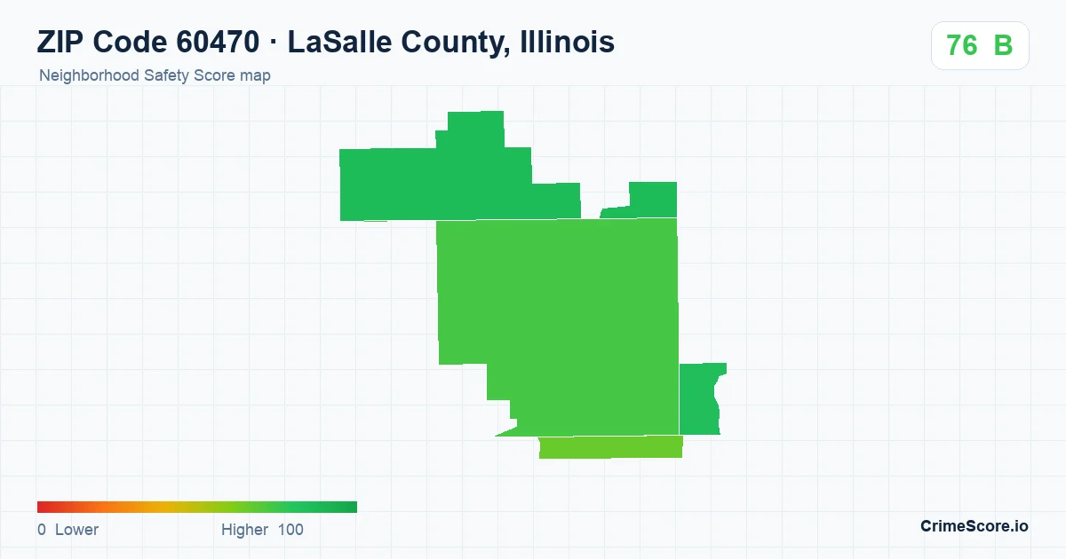 ZIP Code 60470 in LaSalle County, Illinois neighborhood Safety Score map