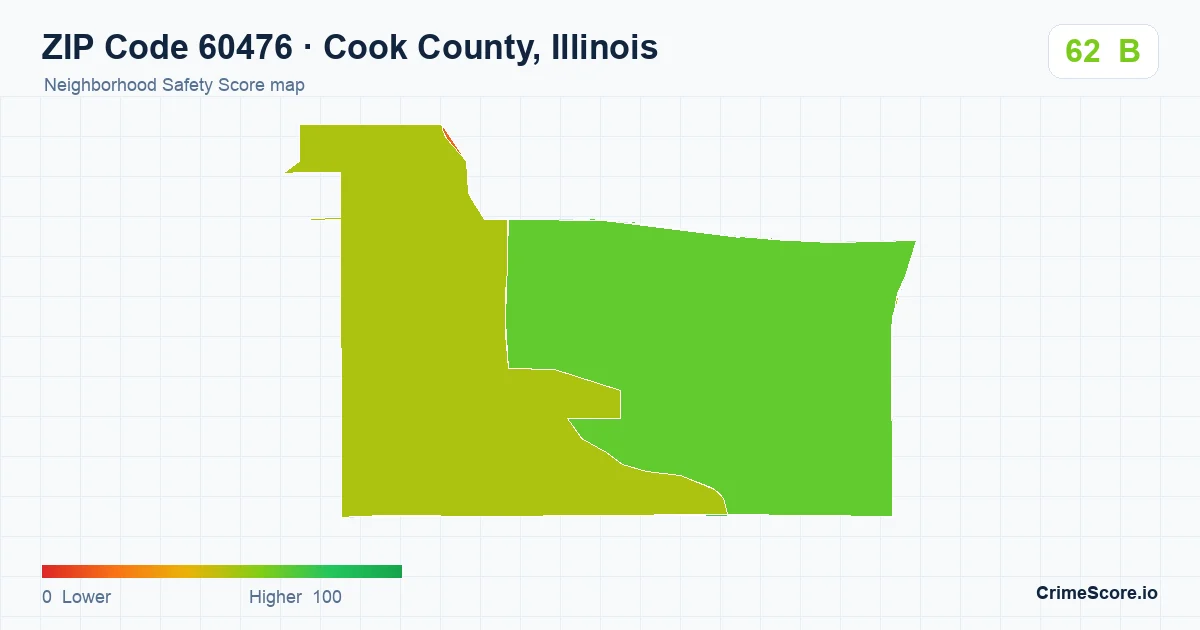 ZIP Code 60476 in Cook County, Illinois neighborhood Safety Score map