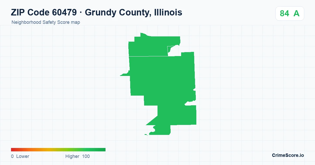 ZIP Code 60479 in Grundy County, Illinois neighborhood Safety Score map