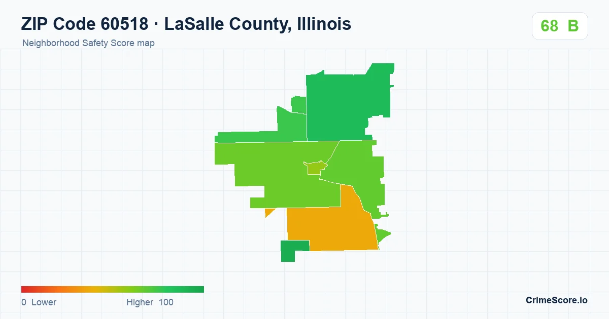 ZIP Code 60518 in LaSalle County, Illinois neighborhood Safety Score map