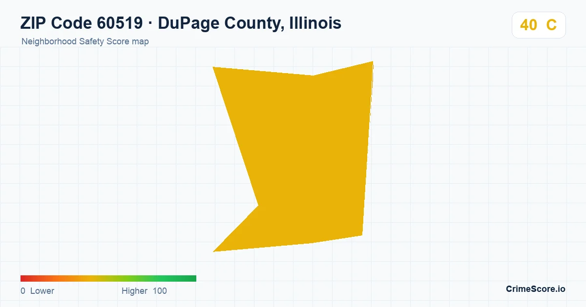 ZIP Code 60519 in DuPage County, Illinois neighborhood Safety Score map
