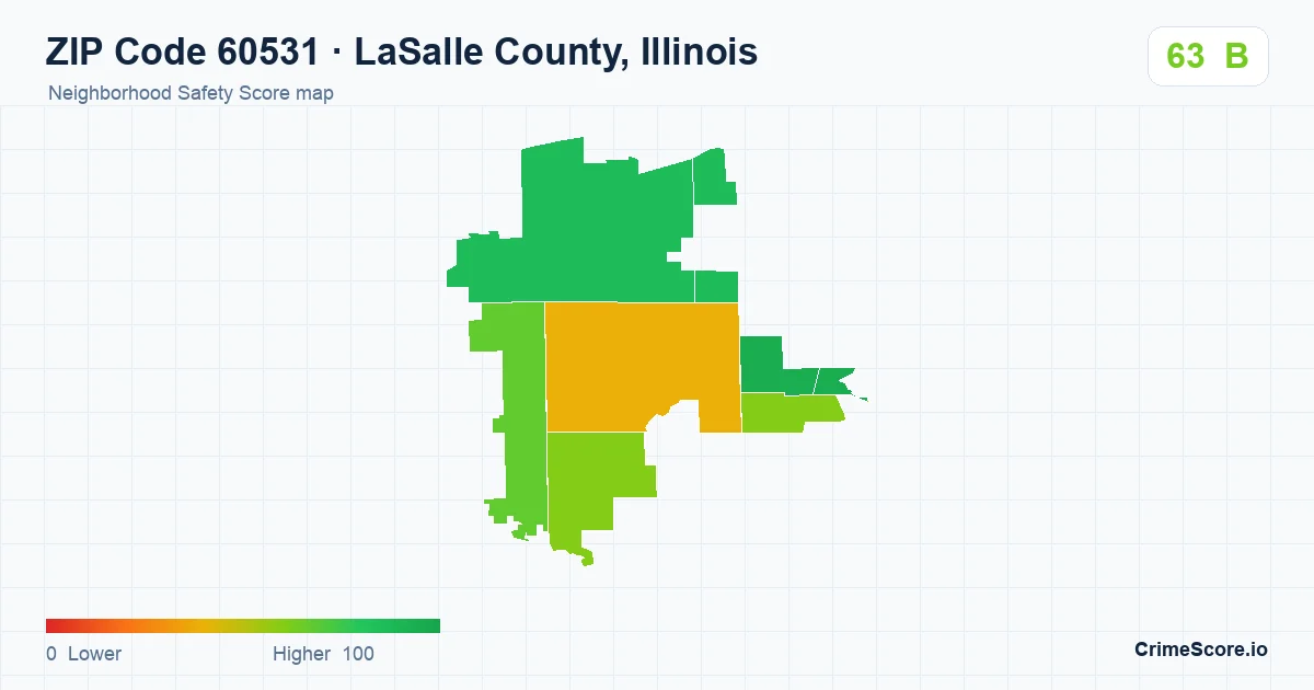 ZIP Code 60531 in LaSalle County, Illinois neighborhood Safety Score map