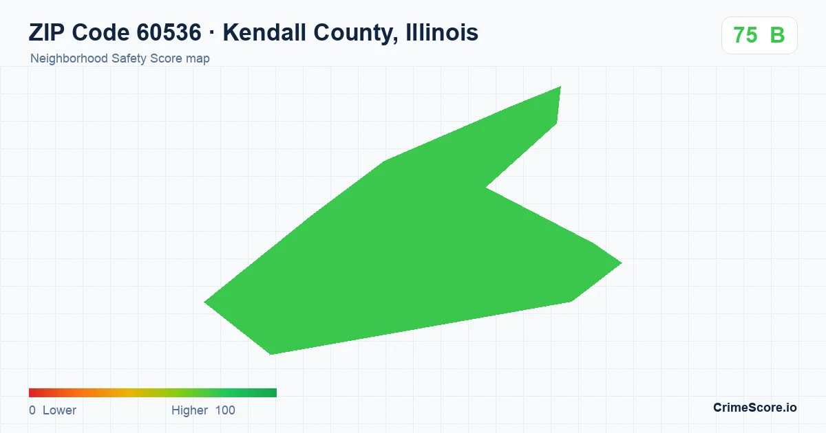 ZIP Code 60536 in Kendall County, Illinois neighborhood Safety Score map