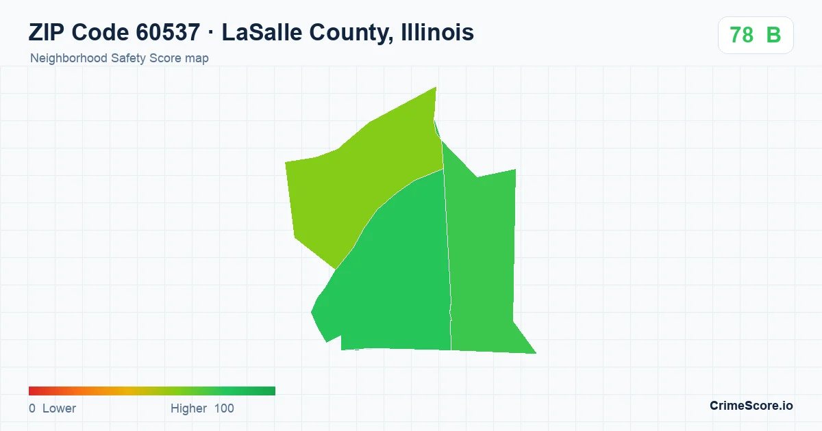 ZIP Code 60537 in LaSalle County, Illinois neighborhood Safety Score map