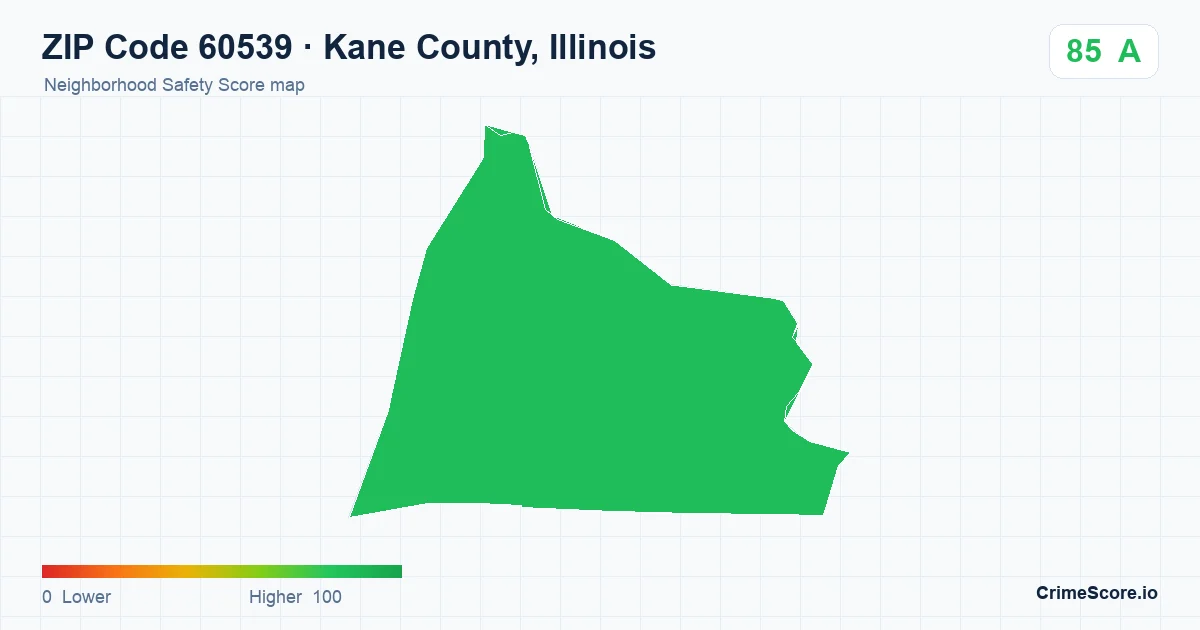 ZIP Code 60539 in Kane County, Illinois neighborhood Safety Score map