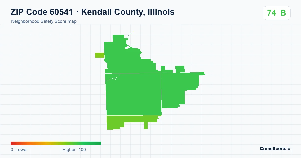 ZIP Code 60541 in Kendall County, Illinois neighborhood Safety Score map