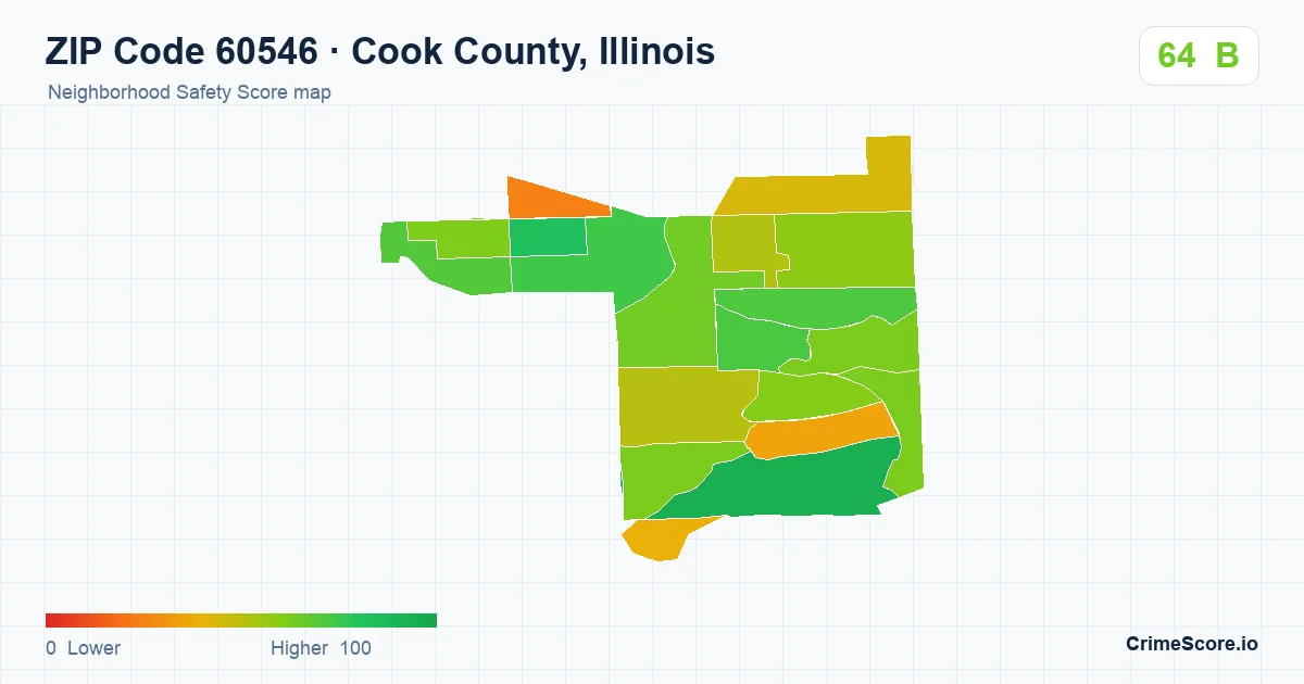 ZIP Code 60546 in Cook County, Illinois neighborhood Safety Score map