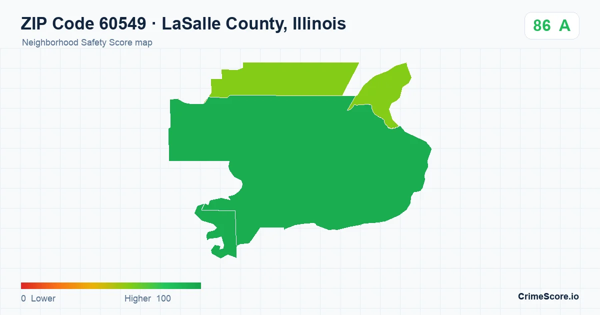 ZIP Code 60549 in LaSalle County, Illinois neighborhood Safety Score map
