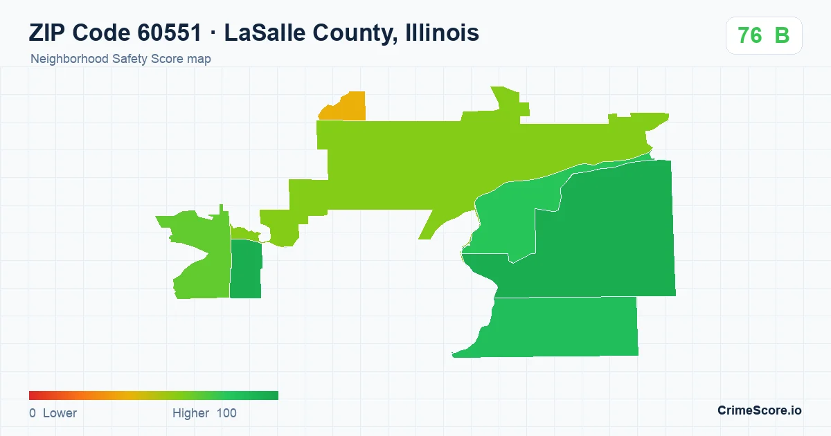 ZIP Code 60551 in LaSalle County, Illinois neighborhood Safety Score map