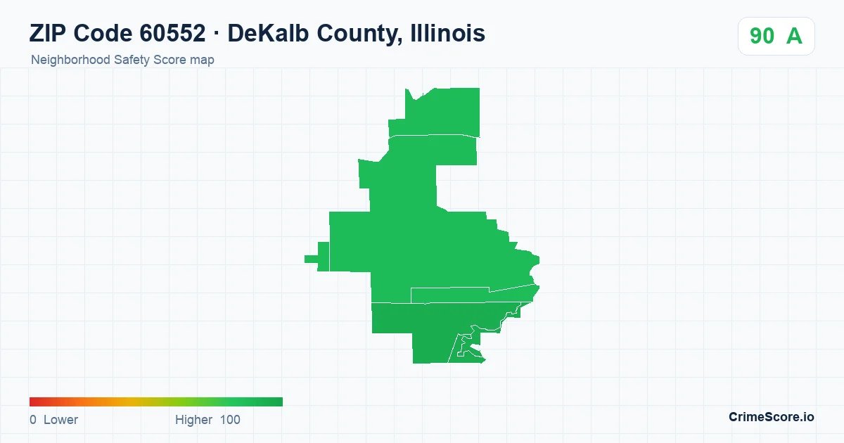 ZIP Code 60552 in DeKalb County, Illinois neighborhood Safety Score map