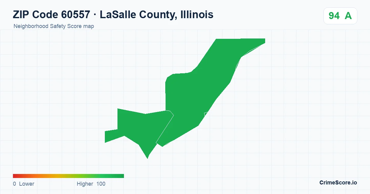 ZIP Code 60557 in LaSalle County, Illinois neighborhood Safety Score map