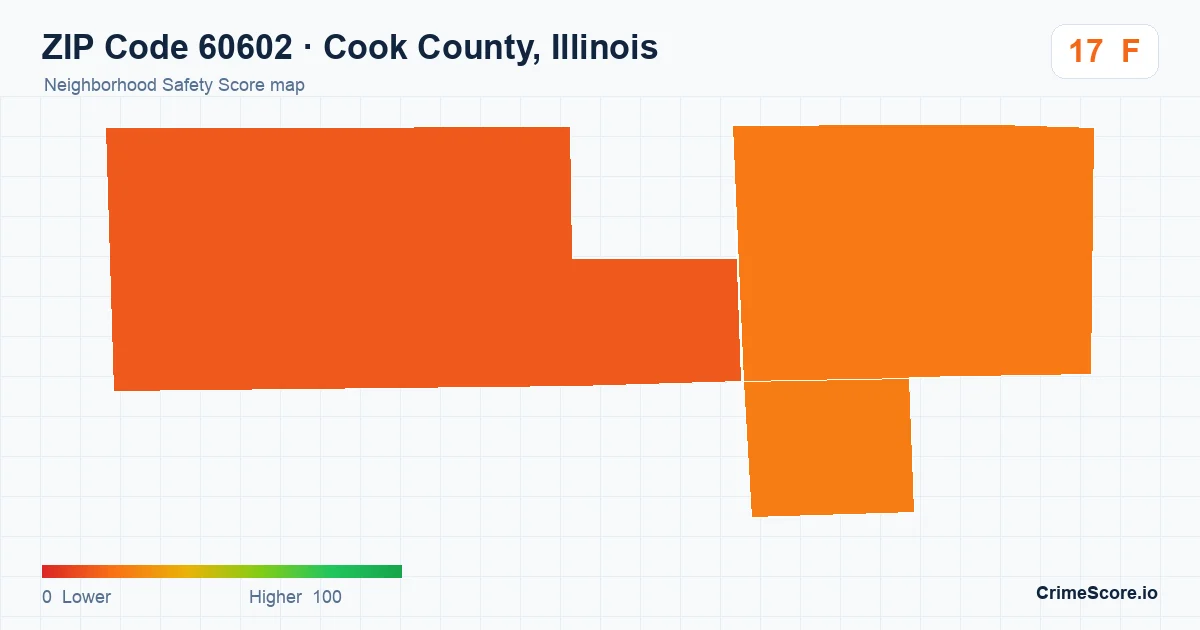 ZIP Code 60602 in Cook County, Illinois neighborhood Safety Score map