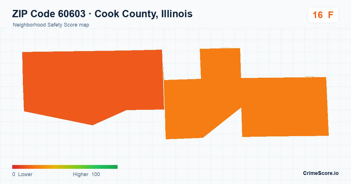 ZIP Code 60603 in Cook County, Illinois neighborhood Safety Score map
