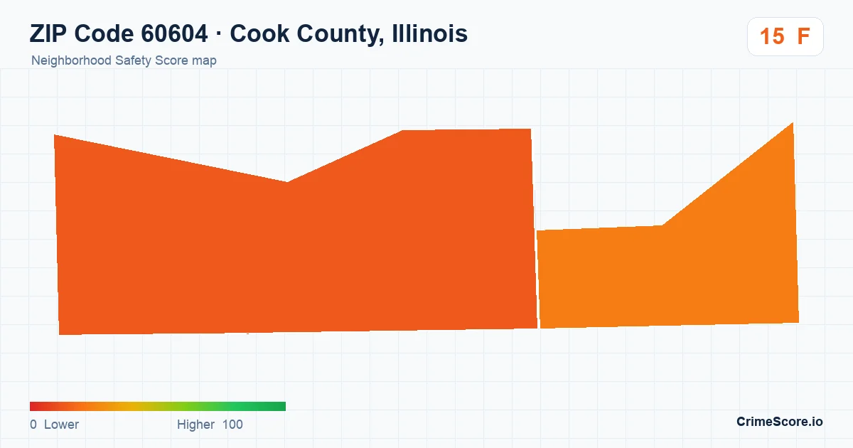 ZIP Code 60604 in Cook County, Illinois neighborhood Safety Score map