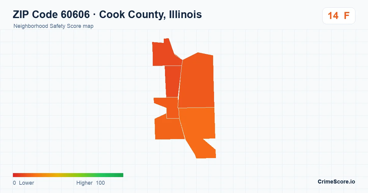 ZIP Code 60606 in Cook County, Illinois neighborhood Safety Score map
