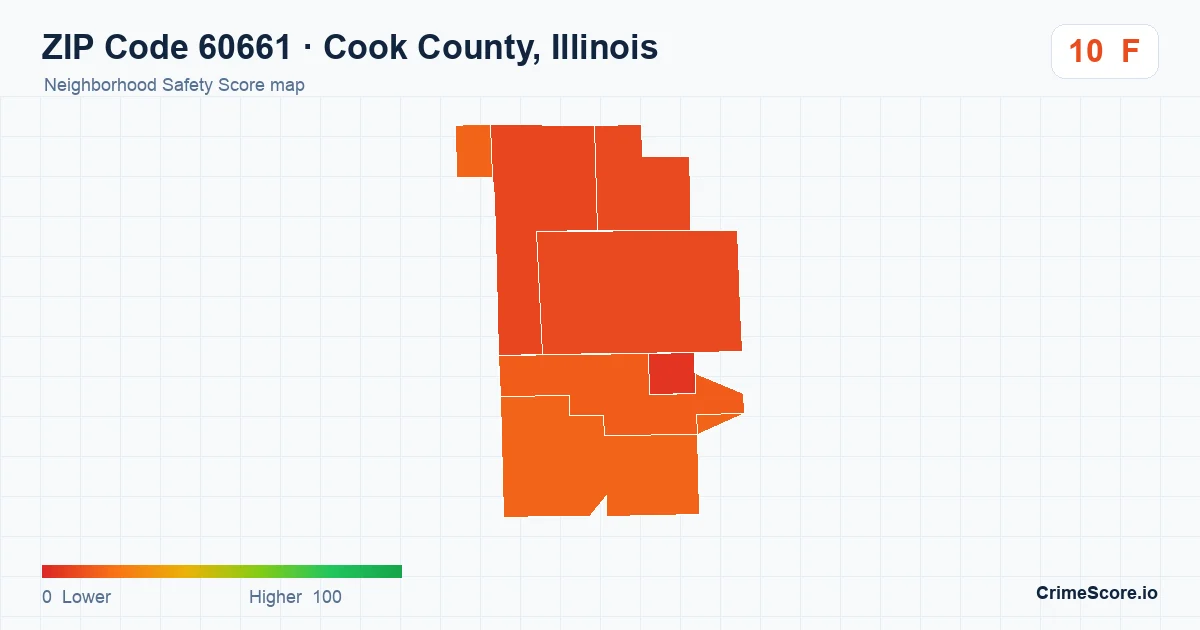 ZIP Code 60661 in Cook County, Illinois neighborhood Safety Score map