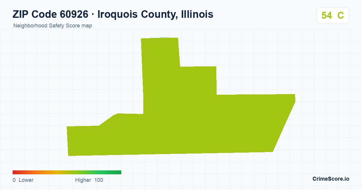 ZIP Code 60926 in Iroquois County, Illinois neighborhood Safety Score map