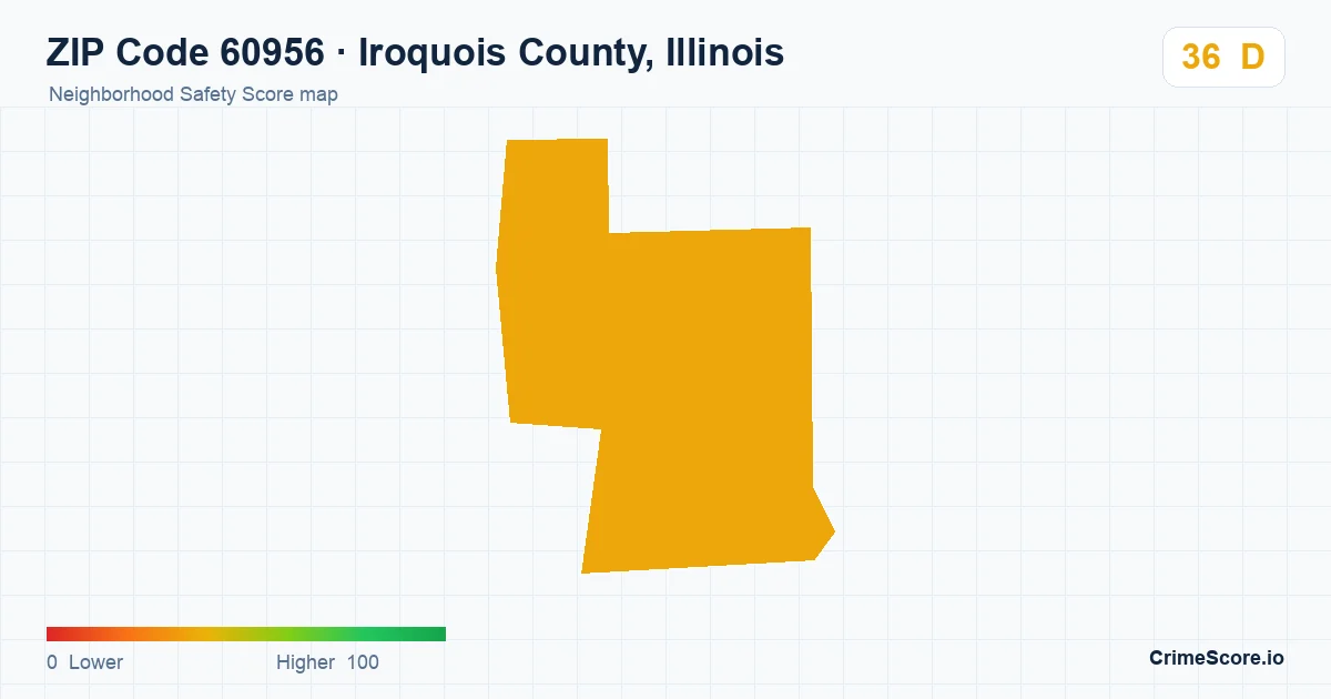 ZIP Code 60956 in Iroquois County, Illinois neighborhood Safety Score map