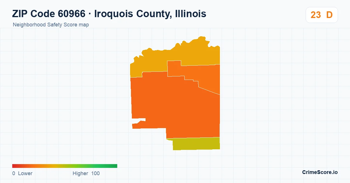 ZIP Code 60966 in Iroquois County, Illinois neighborhood Safety Score map