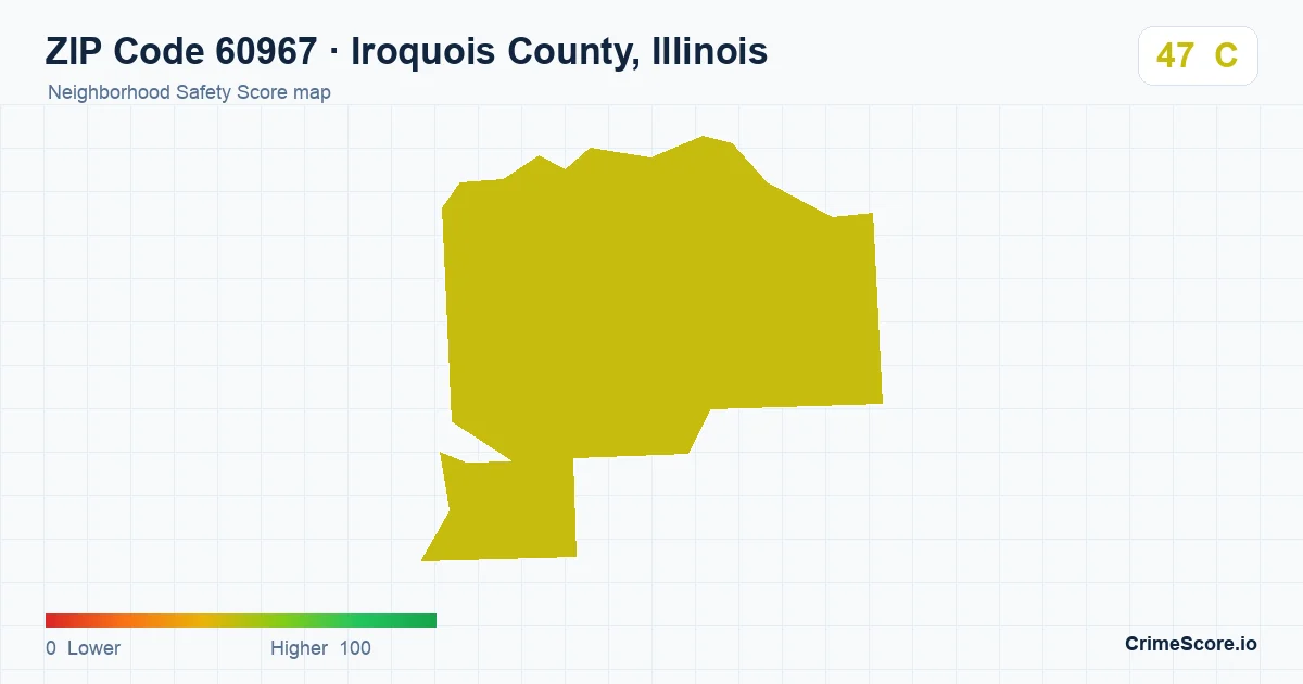 ZIP Code 60967 in Iroquois County, Illinois neighborhood Safety Score map