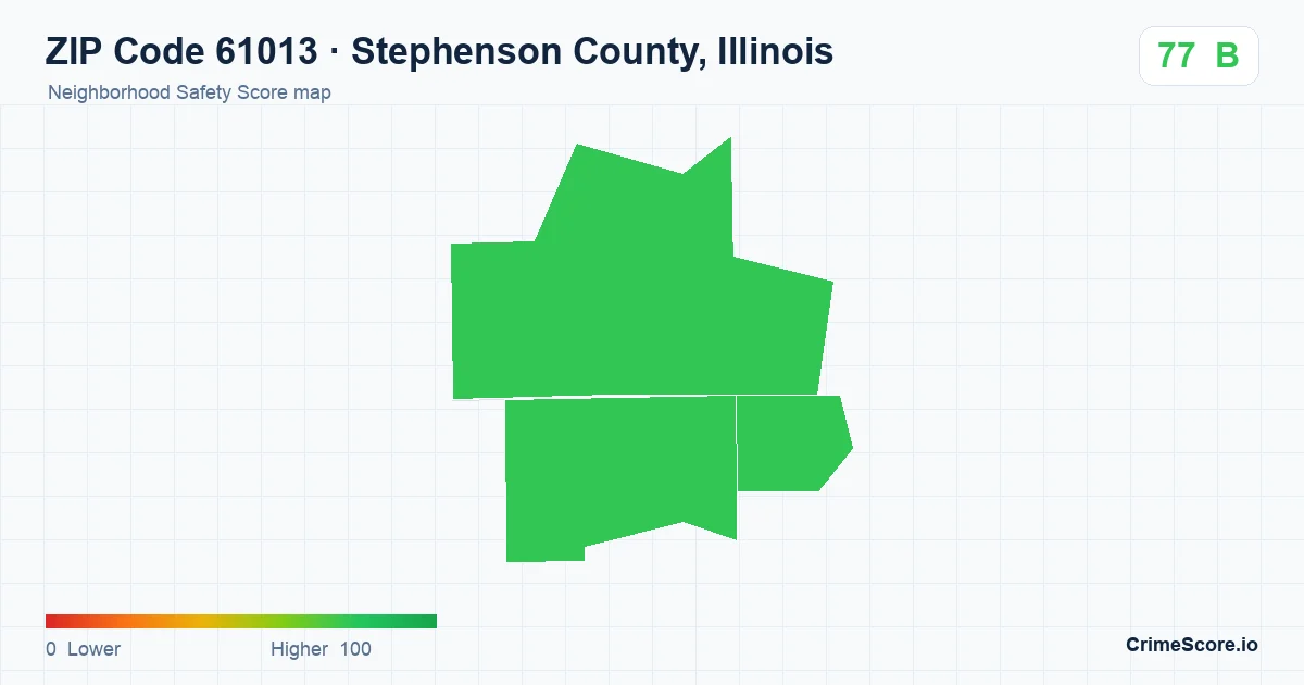 ZIP Code 61013 in Stephenson County, Illinois neighborhood Safety Score map
