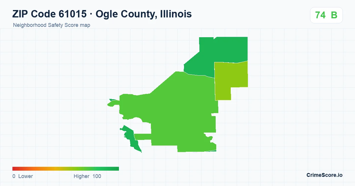 ZIP Code 61015 in Ogle County, Illinois neighborhood Safety Score map