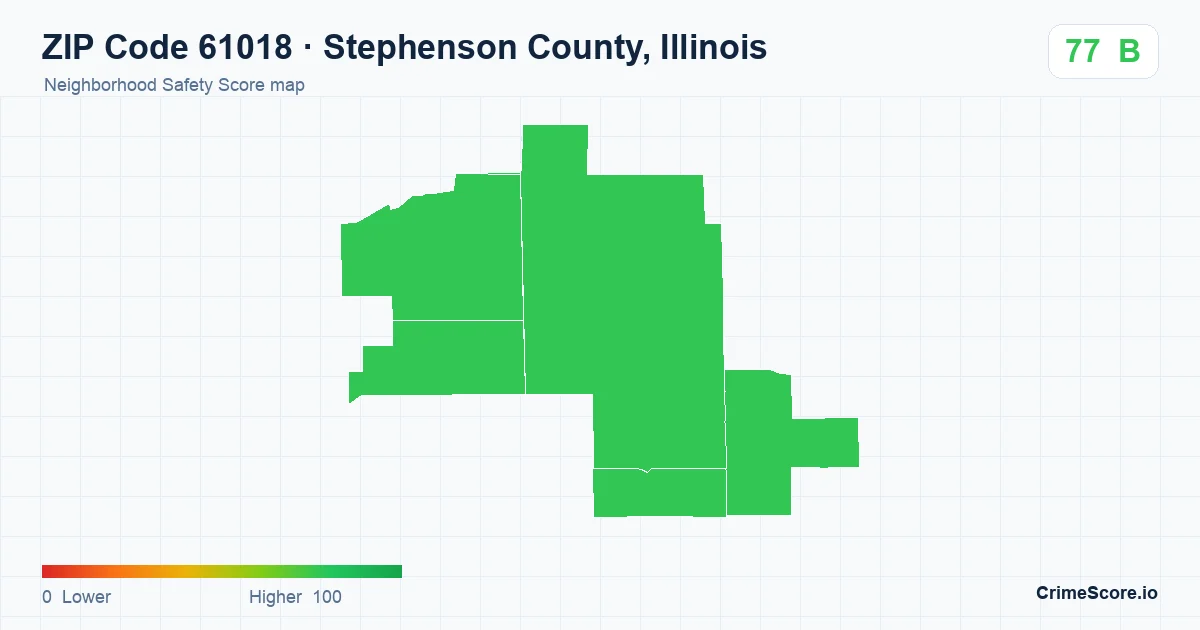 ZIP Code 61018 in Stephenson County, Illinois neighborhood Safety Score map