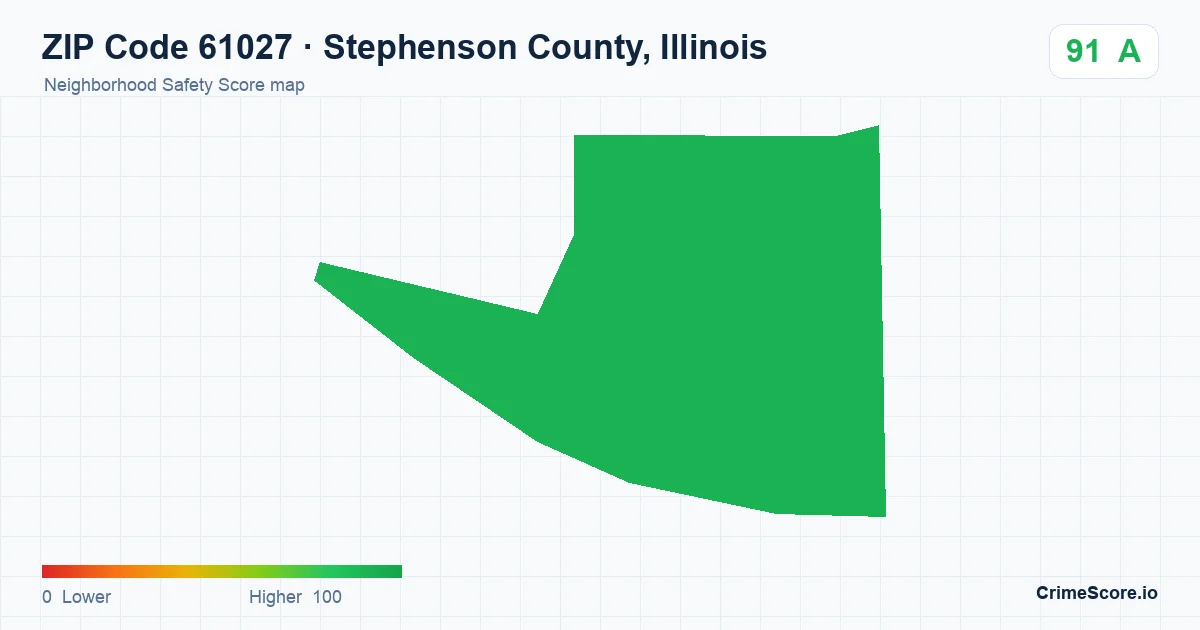 ZIP Code 61027 in Stephenson County, Illinois neighborhood Safety Score map
