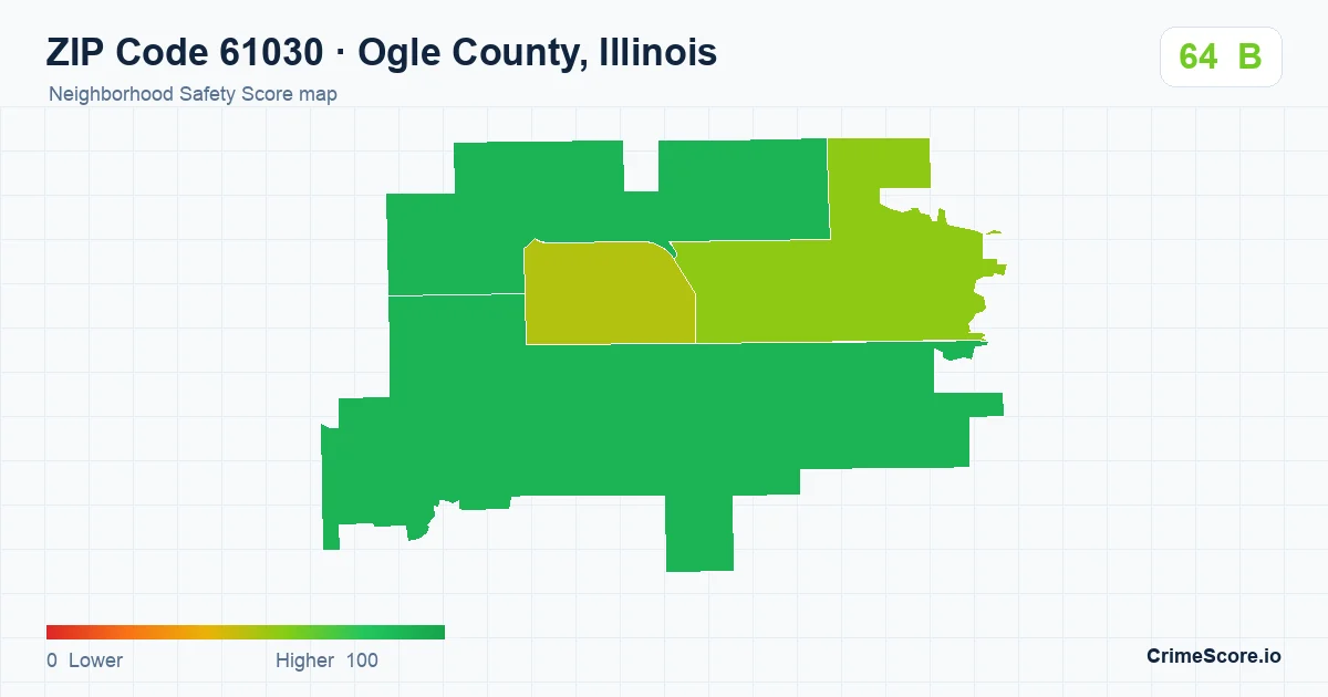 ZIP Code 61030 in Ogle County, Illinois neighborhood Safety Score map