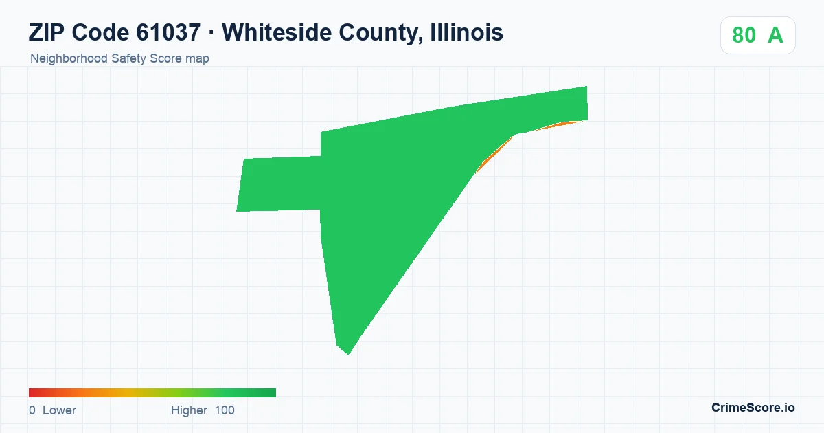 ZIP Code 61037 in Whiteside County, Illinois neighborhood Safety Score map