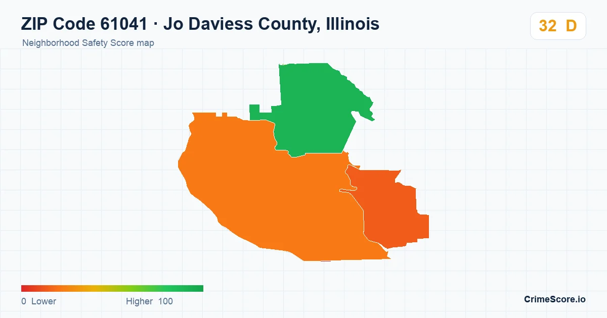 ZIP Code 61041 in Jo Daviess County, Illinois neighborhood Safety Score map