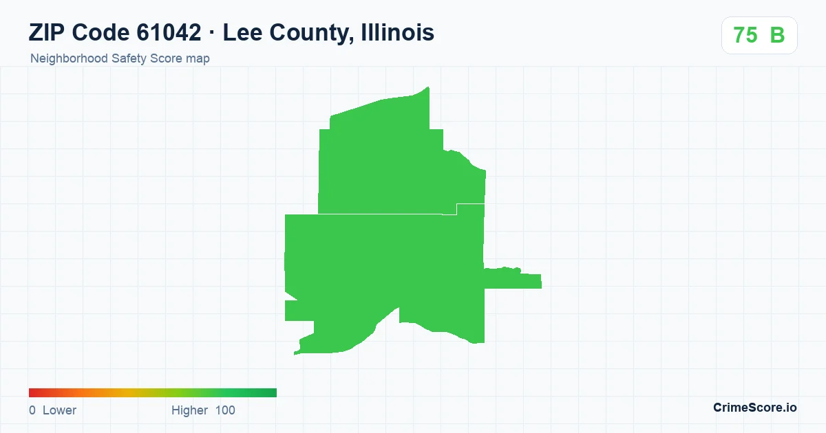 ZIP Code 61042 in Lee County, Illinois neighborhood Safety Score map