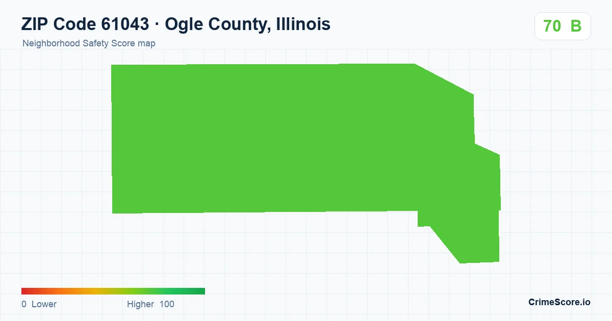 ZIP Code 61043 in Ogle County, Illinois neighborhood Safety Score map