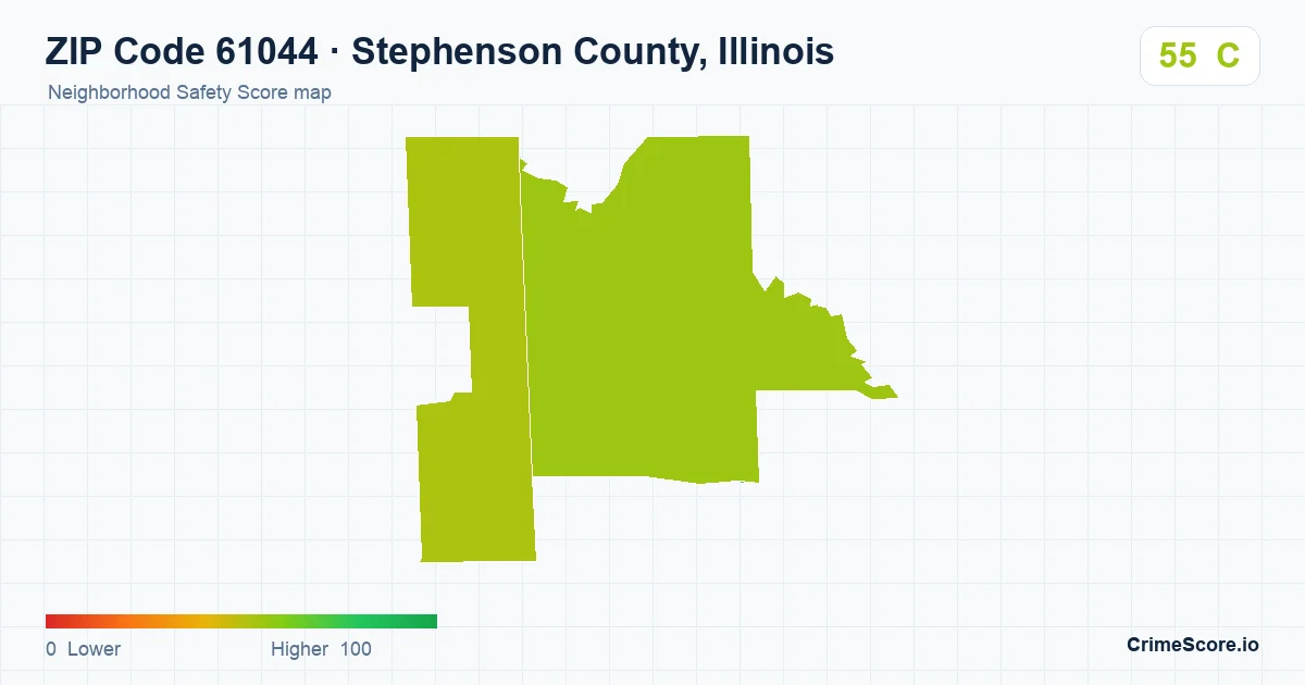 ZIP Code 61044 in Stephenson County, Illinois neighborhood Safety Score map