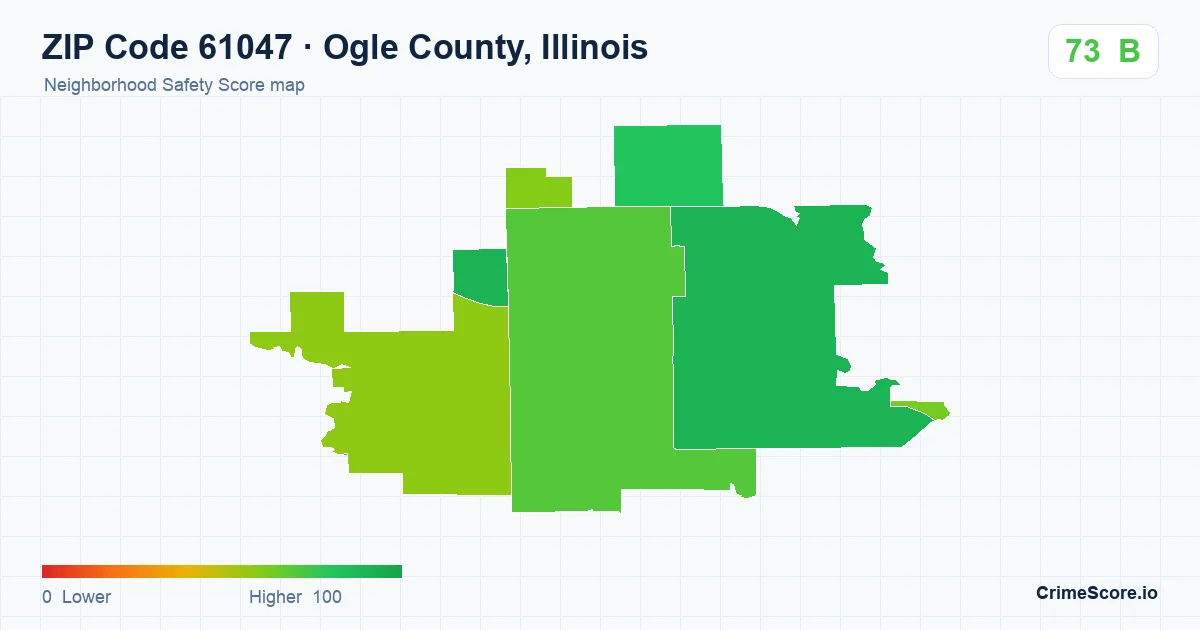 ZIP Code 61047 in Ogle County, Illinois neighborhood Safety Score map