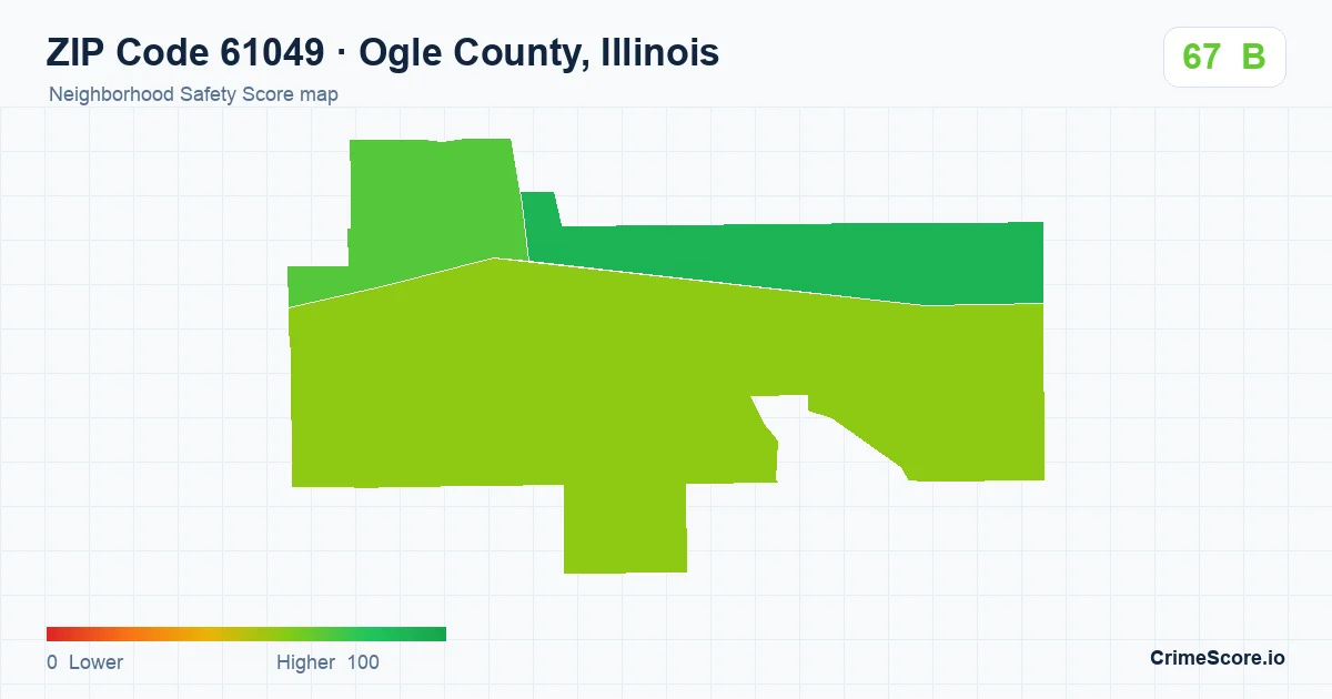 ZIP Code 61049 in Ogle County, Illinois neighborhood Safety Score map