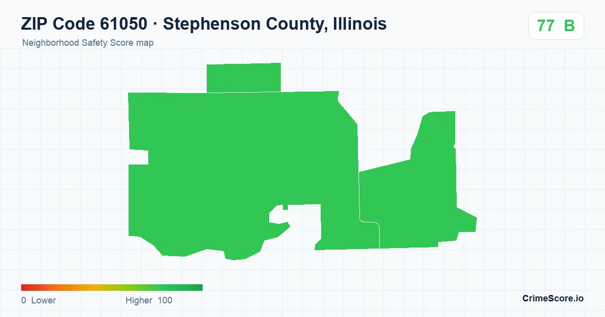 ZIP Code 61050 in Stephenson County, Illinois neighborhood Safety Score map