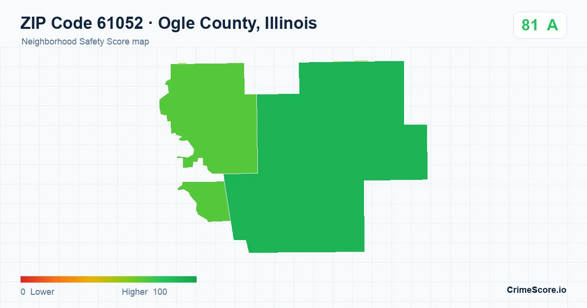 ZIP Code 61052 in Ogle County, Illinois neighborhood Safety Score map